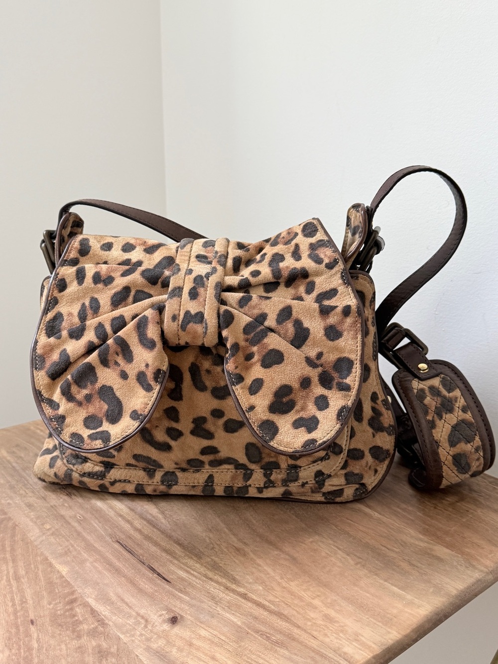3.1 Phillip Lim Edie Bow Bag Leopard Suede Crossbody Shoulder Bag